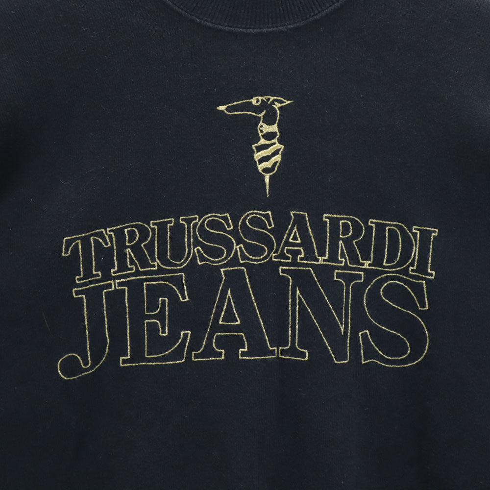 トラサルディジーンズ 長袖 スウェット トレーナー 42 ブラック TRUSSARDI JEANS メンズ