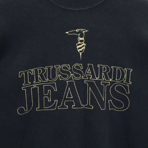 トラサルディジーンズ 長袖 スウェット トレーナー 42 ブラック TRUSSARDI JEANS メンズ