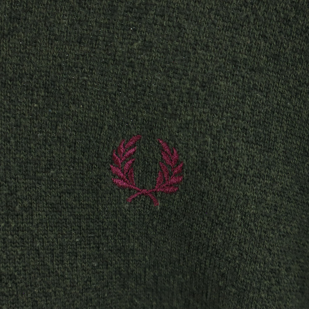 フレッドペリー 長袖 Vネック セーター M カーキ FRED PERRY ニット メンズ