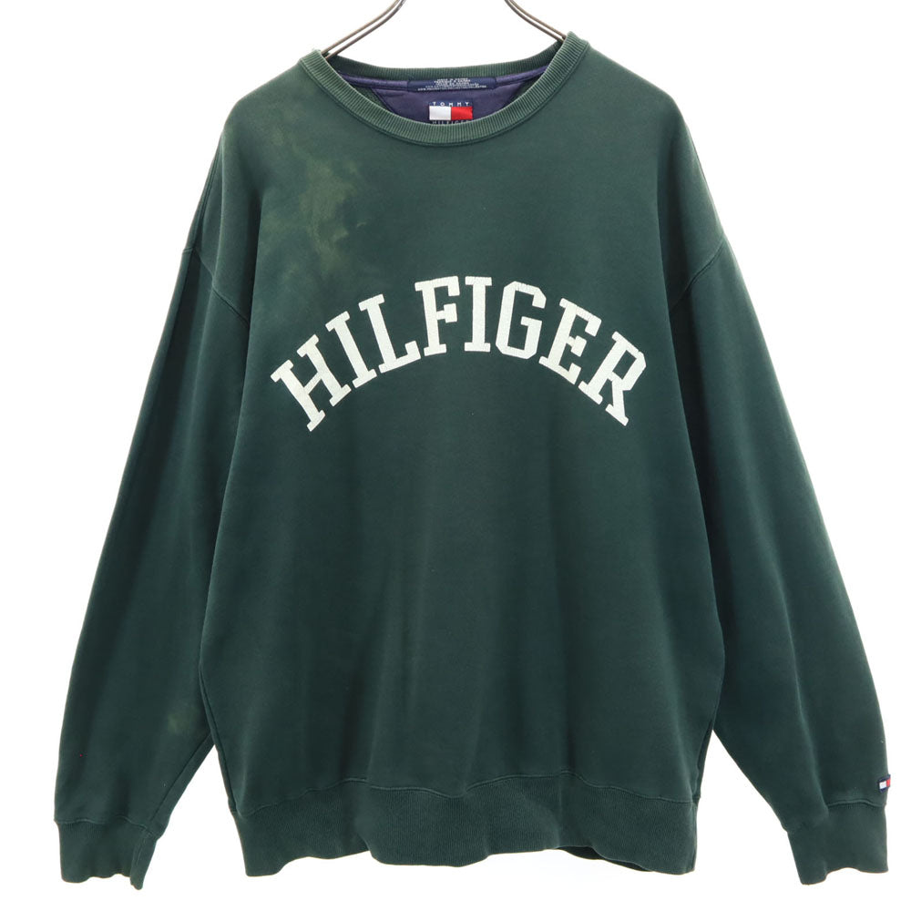 トミーヒルフィガー 90s オールド フラッグタグ 長袖 スウェット トレーナー M グリーン TOMMY HILFIGER 裏起毛 メンズ