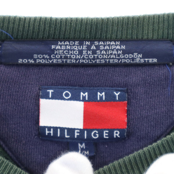 トミーヒルフィガー 90s オールド フラッグタグ 長袖 スウェット トレーナー M グリーン TOMMY HILFIGER 裏起毛 メンズ