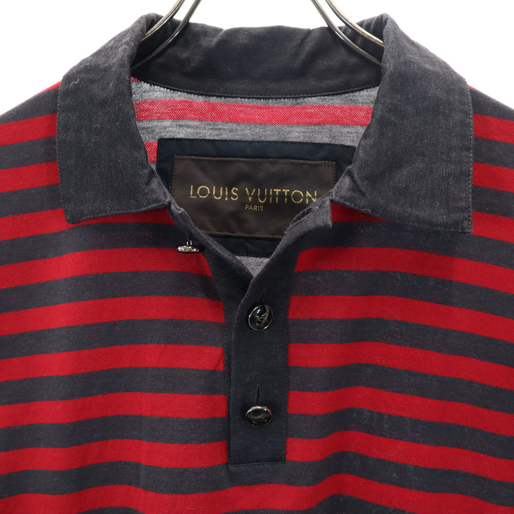 LOUIS VUITTON ルイヴィトン ボーダー柄 半袖 ポロシャツ S チャコールグレー 他 メンズ