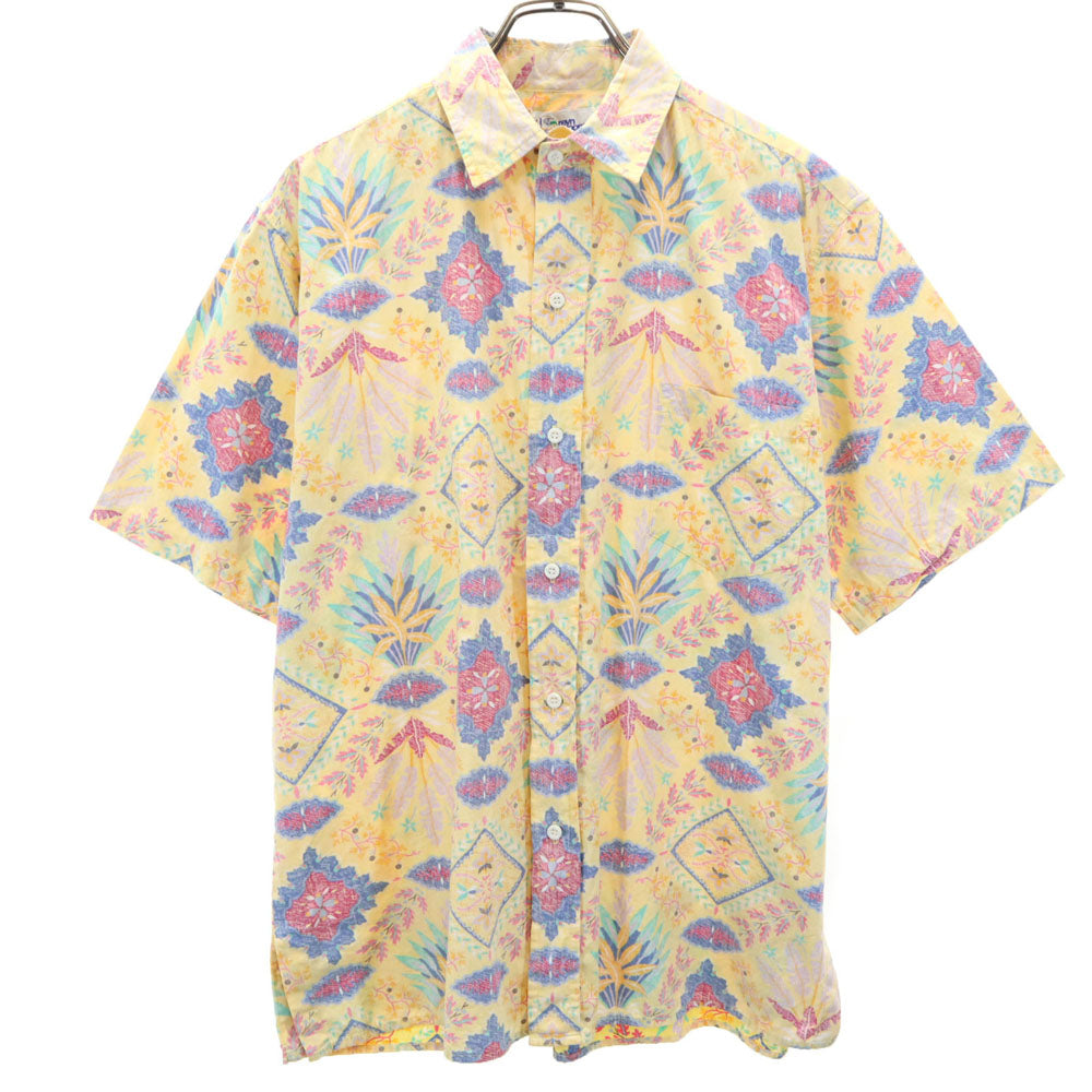 レインスプーナー 90s ハワイ製 オールド 水着タグ 半袖 リバースプリント アロハシャツ L イエロー reyn spooner メンズ