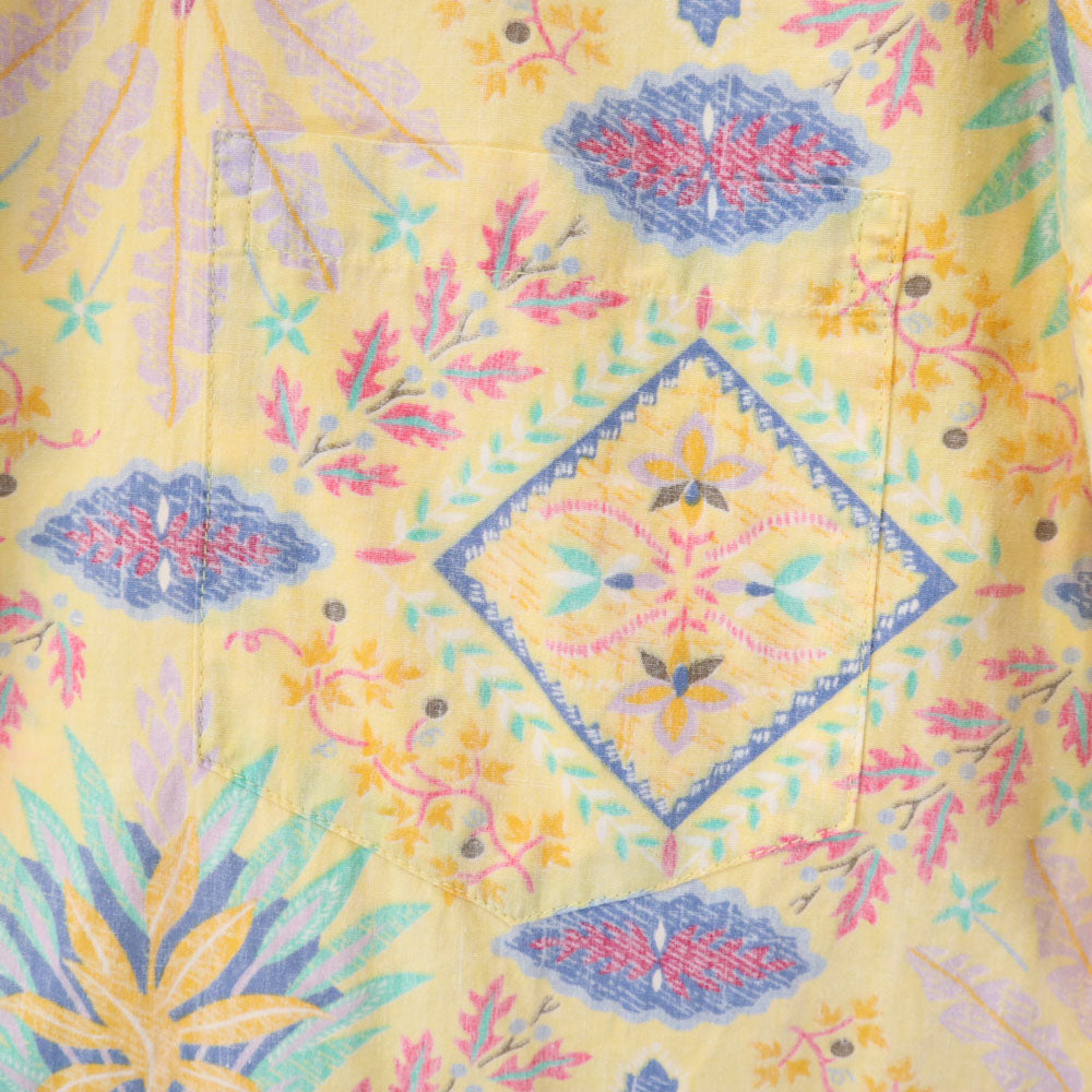 レインスプーナー 90s ハワイ製 オールド 水着タグ 半袖 リバースプリント アロハシャツ L イエロー reyn spooner メンズ