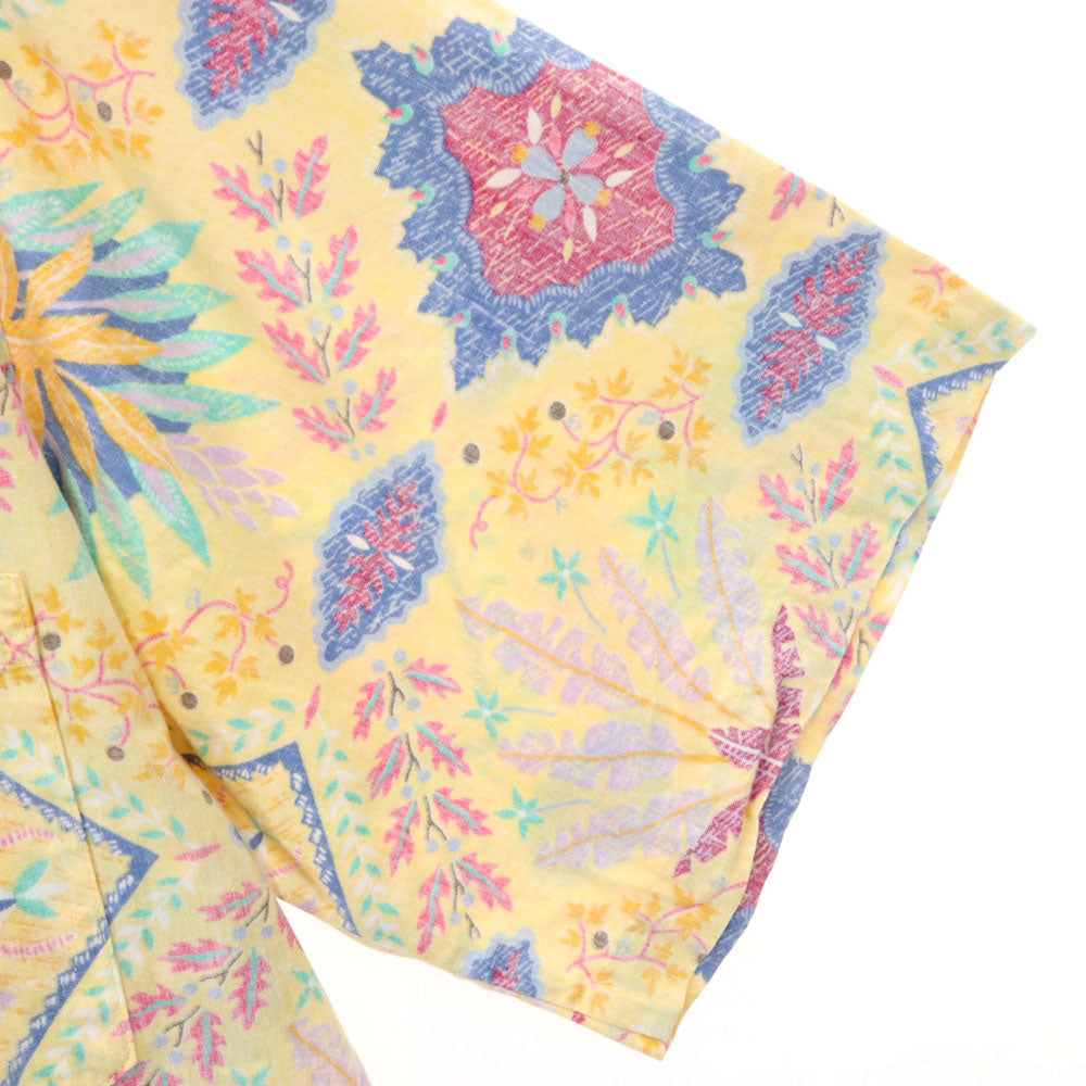 レインスプーナー 90s ハワイ製 オールド 水着タグ 半袖 リバースプリント アロハシャツ L イエロー reyn spooner メンズ