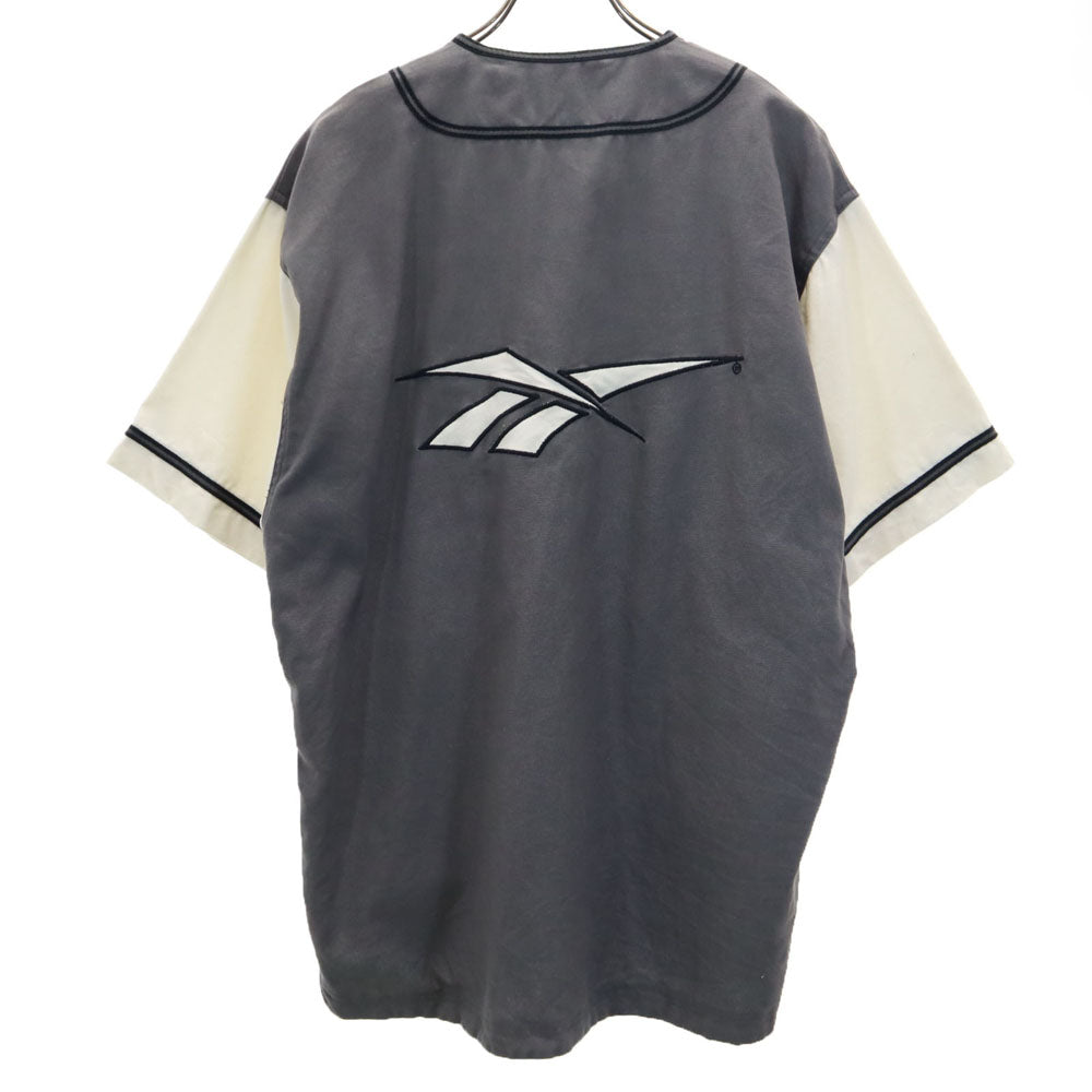 Reebok リーボック 90s オールド 半袖 ベースボール ジャケット M チャコールグレー メンズ