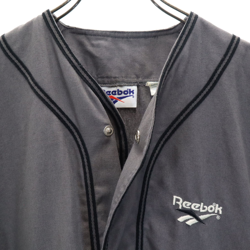 Reebok リーボック 90s オールド 半袖 ベースボール ジャケット M チャコールグレー メンズ