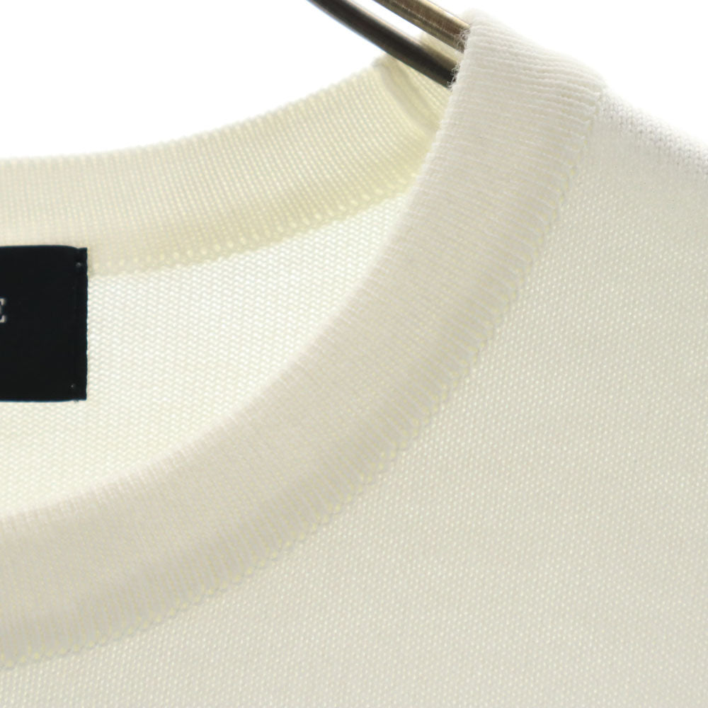 ナノユニバース 日本製 ボーダー柄 半袖 ニット S ホワイト nano universe セーター メンズ