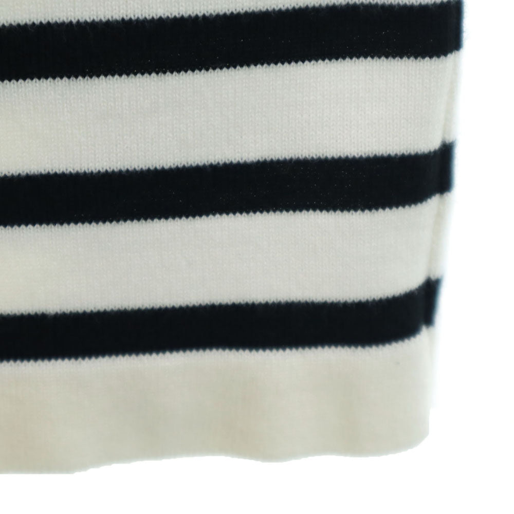 ナノユニバース 日本製 ボーダー柄 半袖 ニット S ホワイト nano universe セーター メンズ