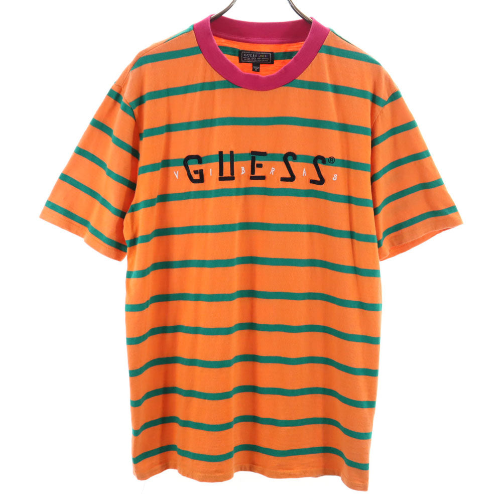 ゲス J. バルヴィン コラボ ボーダー柄 半袖 Tシャツ M オレンジ Guess ｘ J.BALVIN メンズ