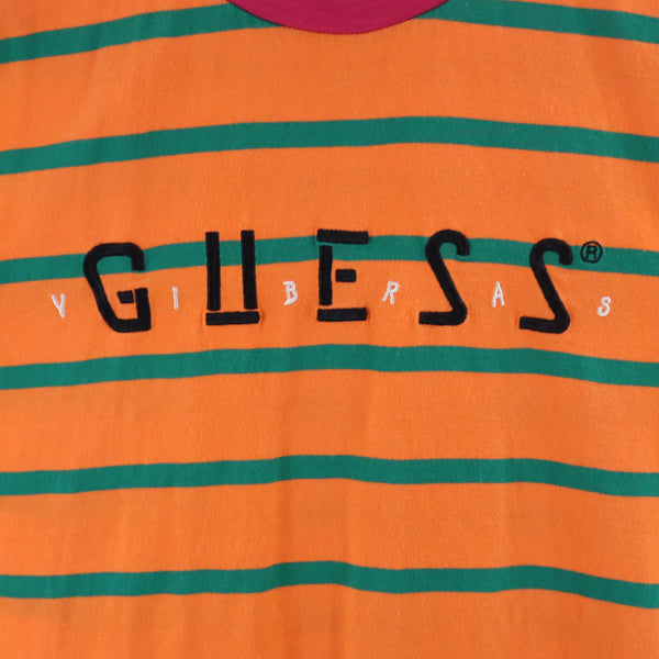 ゲス J. バルヴィン コラボ ボーダー柄 半袖 Tシャツ M オレンジ Guess ｘ J.BALVIN メンズ