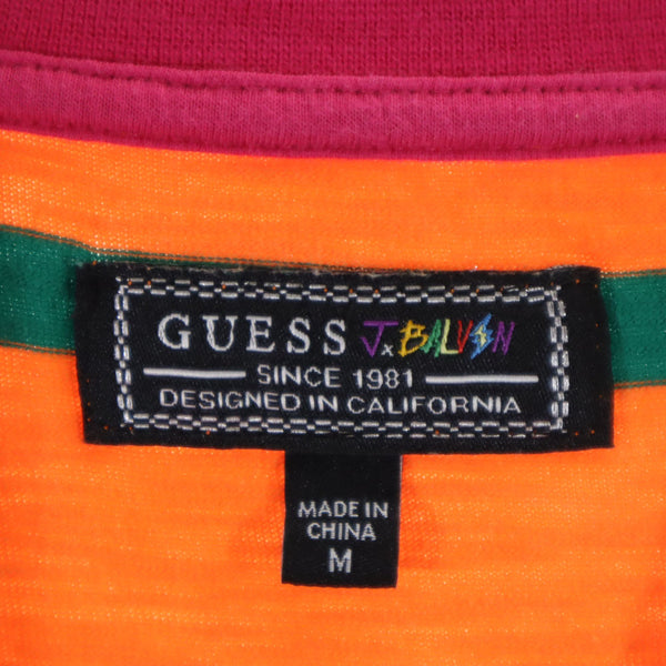 ゲス J. バルヴィン コラボ ボーダー柄 半袖 Tシャツ M オレンジ Guess ｘ J.BALVIN メンズ