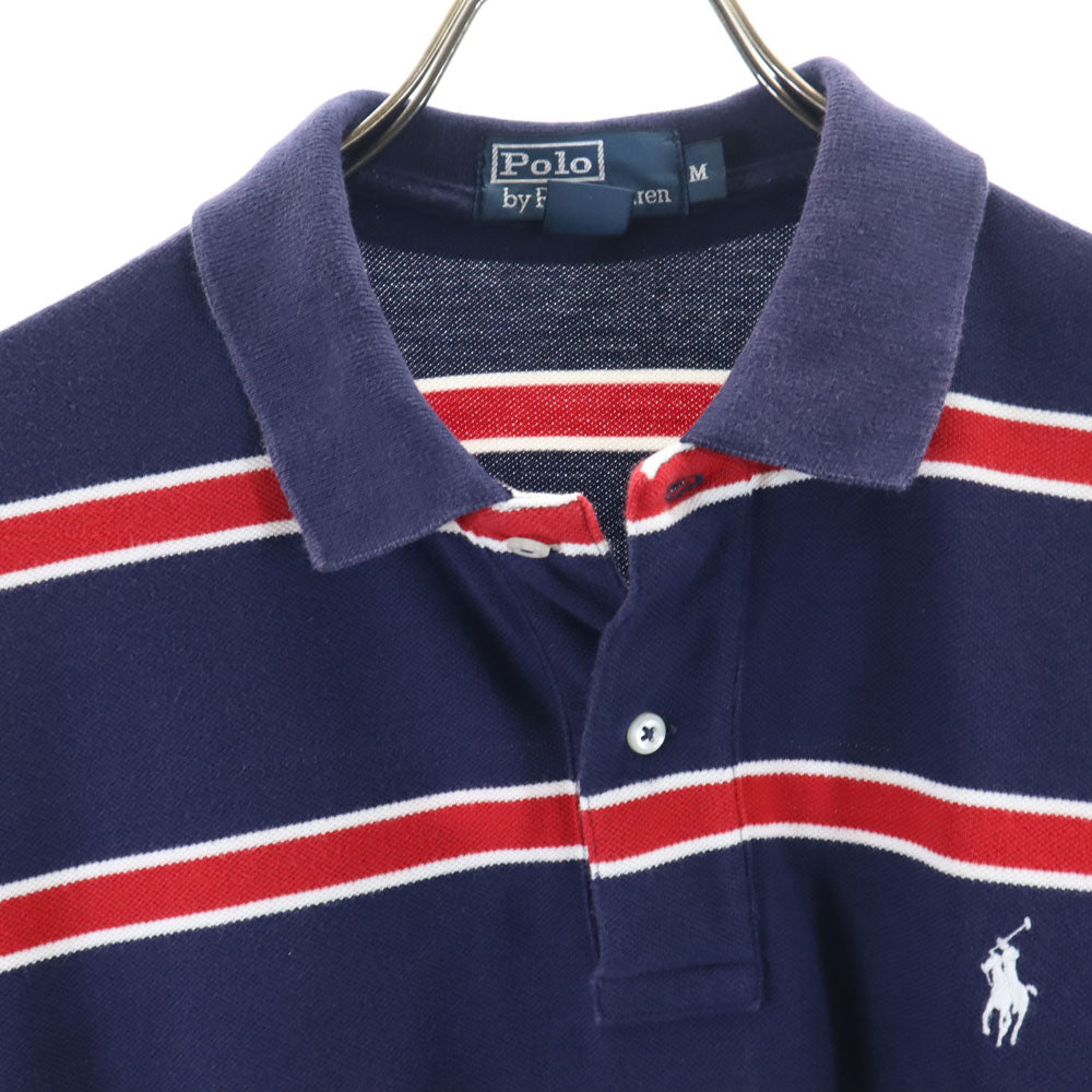 ポロバイラルフローレン ボーダー柄 半袖 ポロシャツ M ネイビー Polo by Ralph Lauren 鹿の子 メンズ