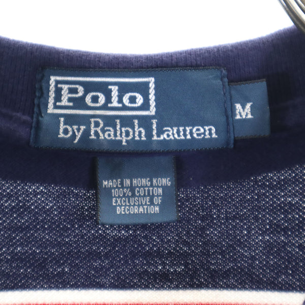 ポロバイラルフローレン ボーダー柄 半袖 ポロシャツ M ネイビー Polo by Ralph Lauren 鹿の子 メンズ