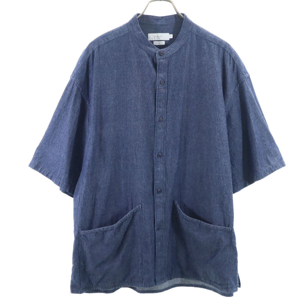ビーミング 半袖 ワイドフィット バンドカラー デニムシャツ L ネイビー B:MING by BEAMS メンズ