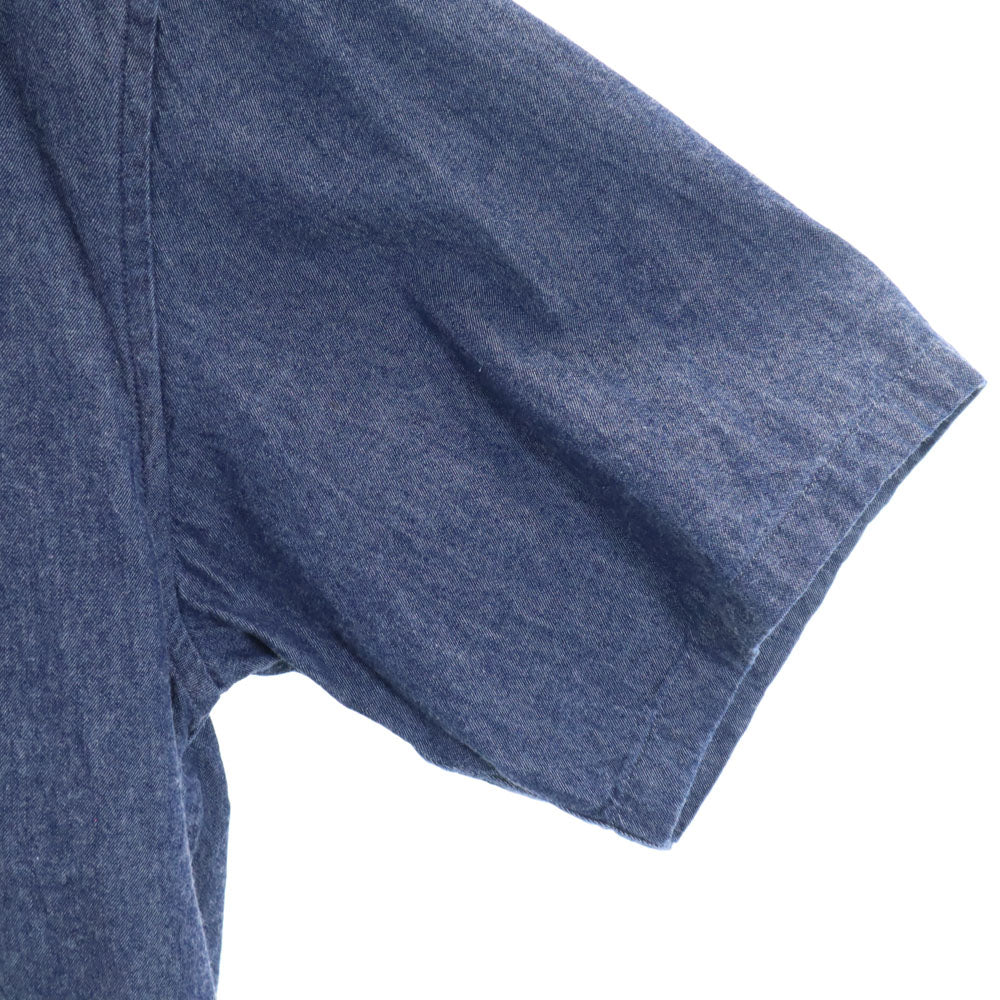 ビーミング 半袖 ワイドフィット バンドカラー デニムシャツ L ネイビー B:MING by BEAMS メンズ