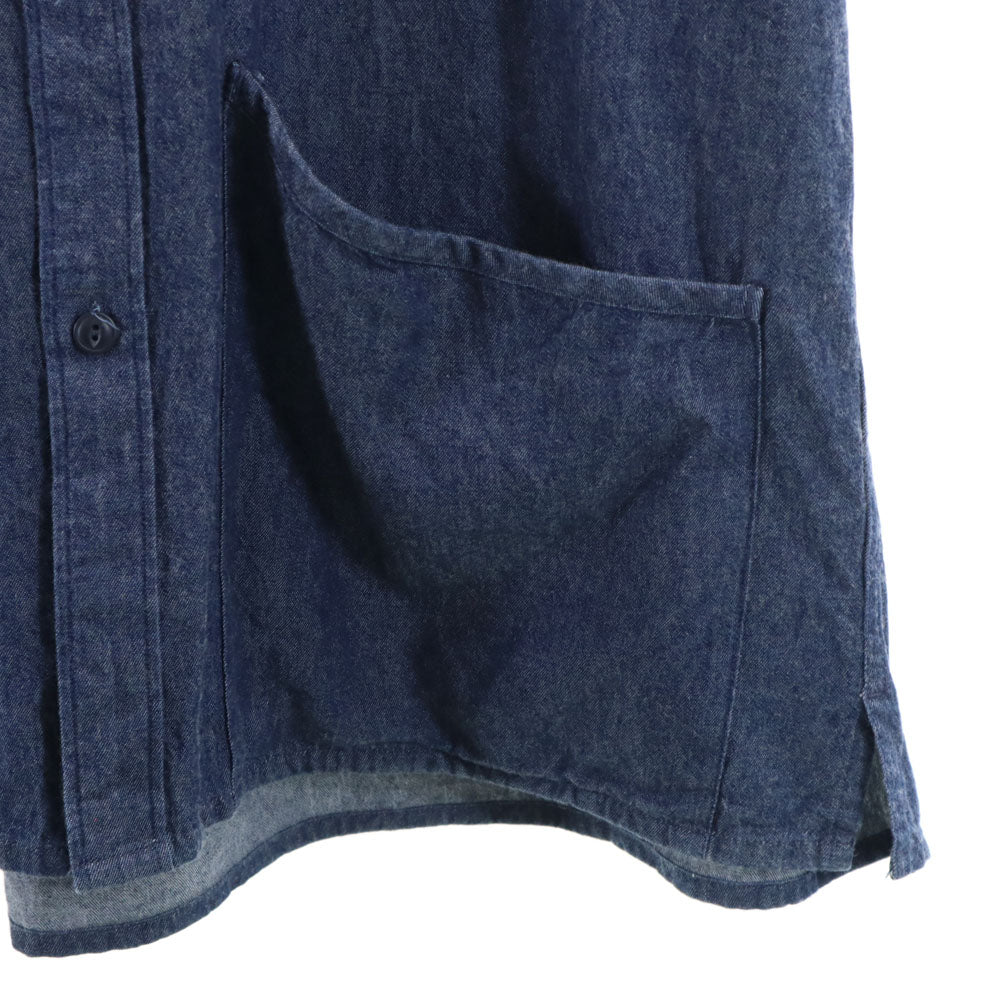 ビーミング 半袖 ワイドフィット バンドカラー デニムシャツ L ネイビー B:MING by BEAMS メンズ