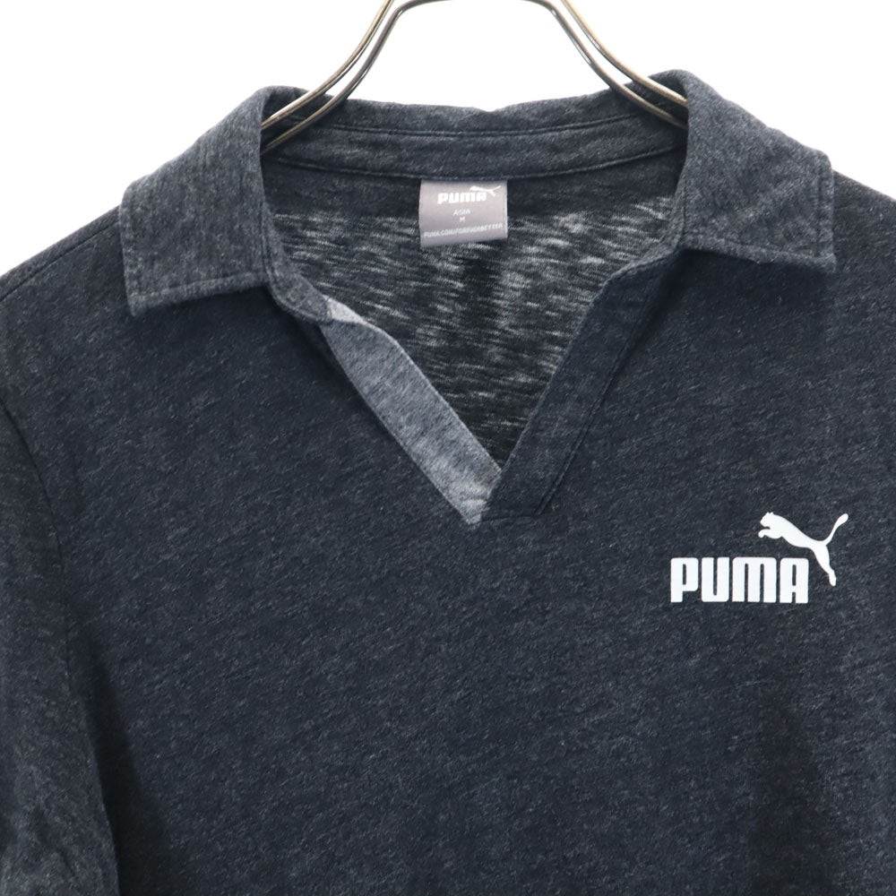 プーマ 半袖 スキッパーカラー ポロシャツ M チャコールグレー PUMA メンズ