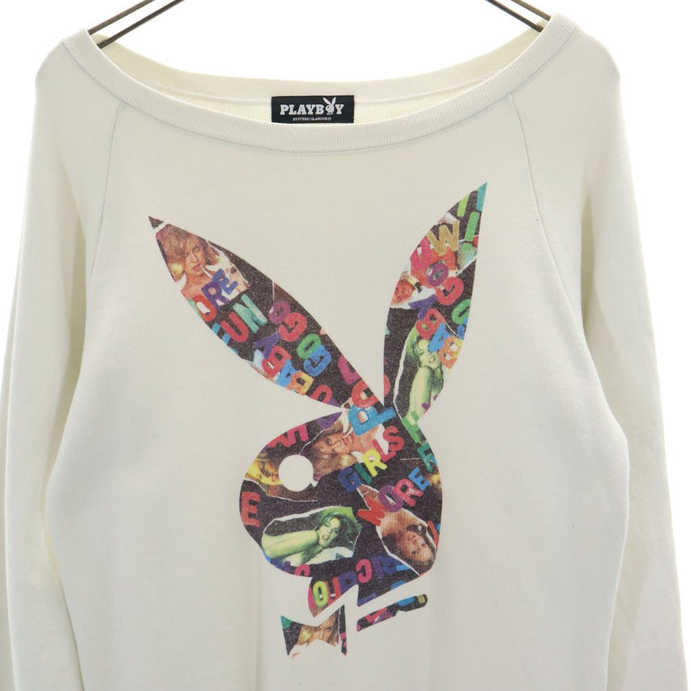 PLAYBOY プレイボーイ ヒステリックグラマー 日本製 プリント 長袖 スウェット トレーナー ワンピース FREE ホワイト系 HYSTERIC GLAMOUR レディース