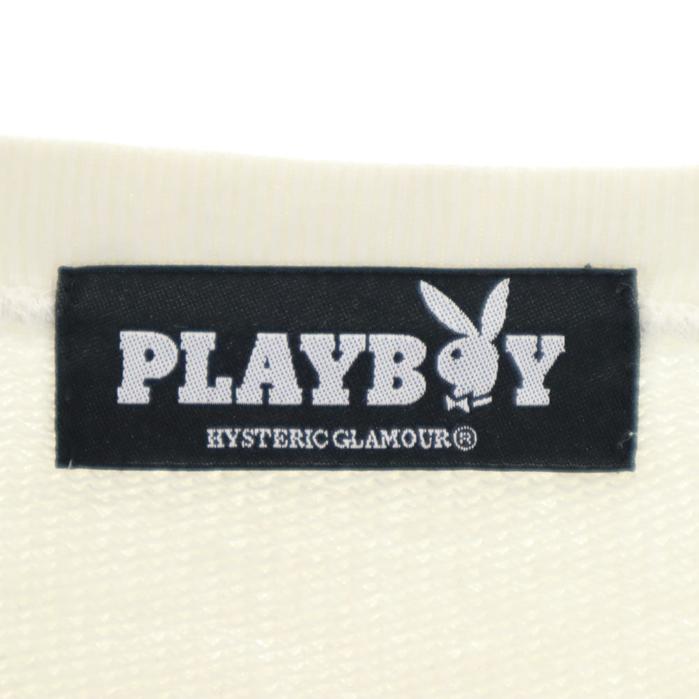 PLAYBOY プレイボーイ ヒステリックグラマー 日本製 プリント 長袖 スウェット トレーナー ワンピース FREE ホワイト系 HYSTERIC GLAMOUR レディース