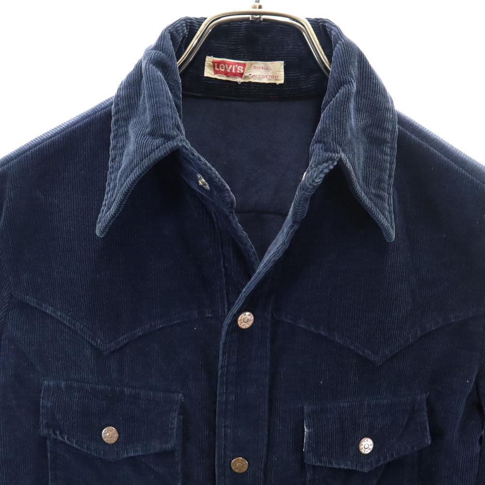 リーバイス 70s ヴィンテージ 長袖 コーデュロイ ウエスタンシャツ S ネイビー Levi's メンズ