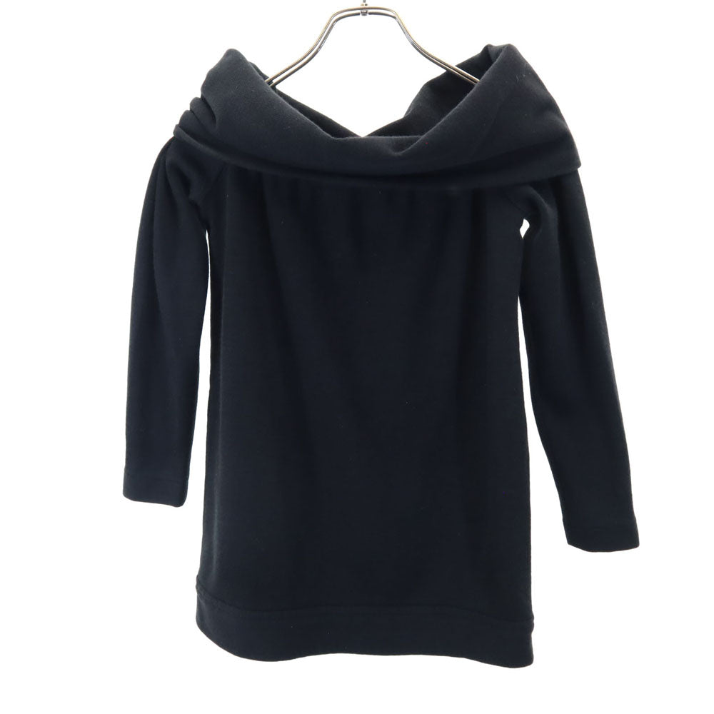 SAINT LAURENT サンローラン 80s フランス製 ヴィンテージ 長袖 オフショル カットソー 34 ブラック ニット レディース