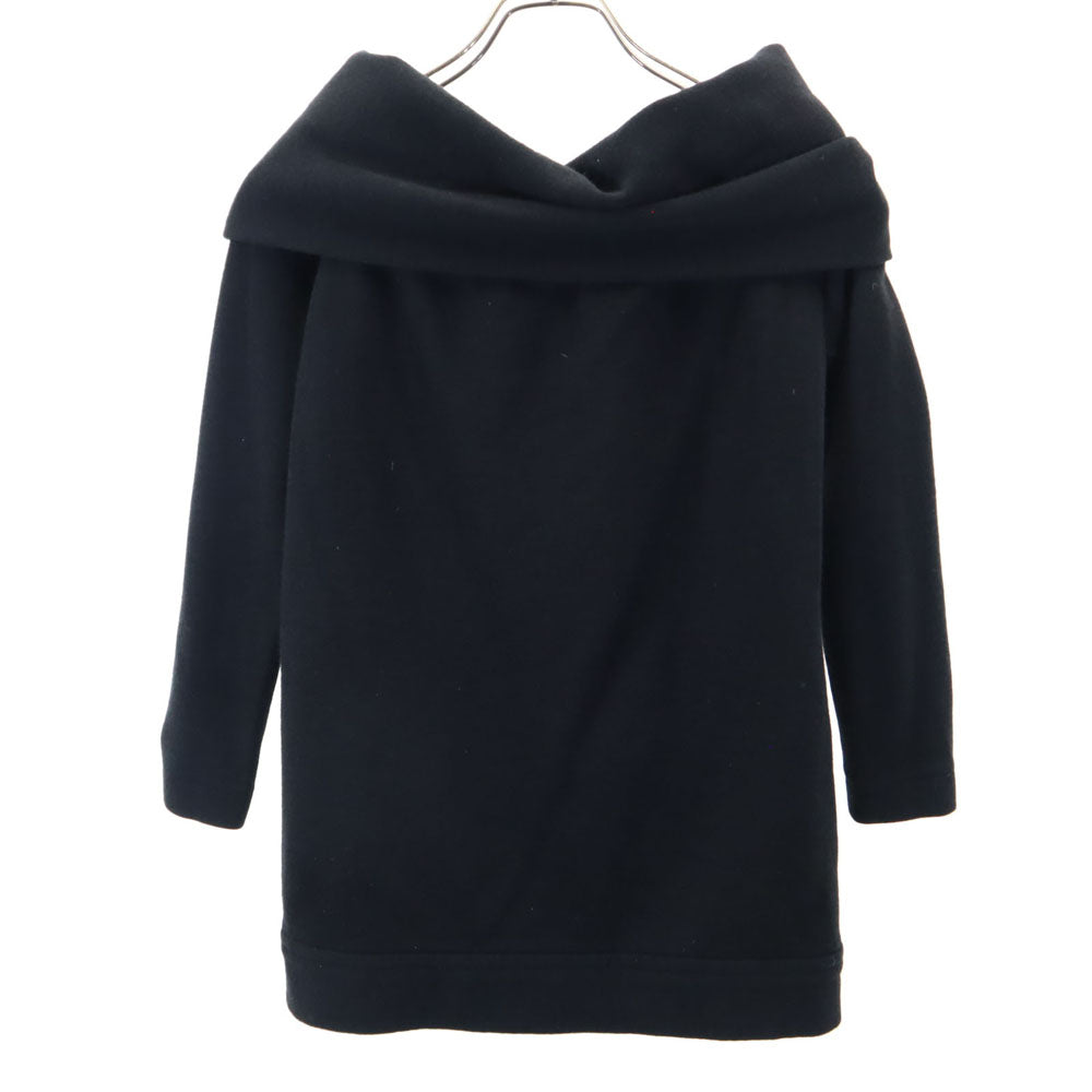 SAINT LAURENT サンローラン 80s フランス製 ヴィンテージ 長袖 オフショル カットソー 34 ブラック ニット レディース