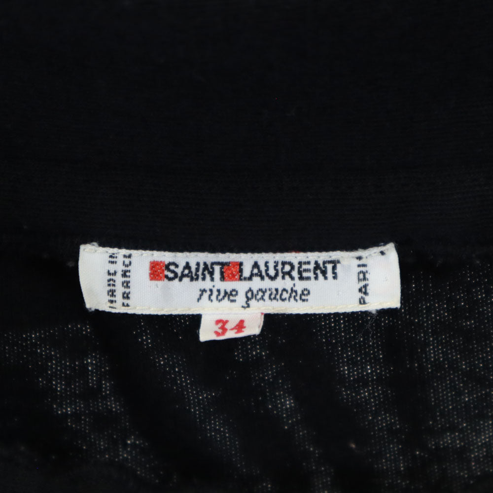 SAINT LAURENT サンローラン 80s フランス製 ヴィンテージ 長袖 オフショル カットソー 34 ブラック ニット レディース