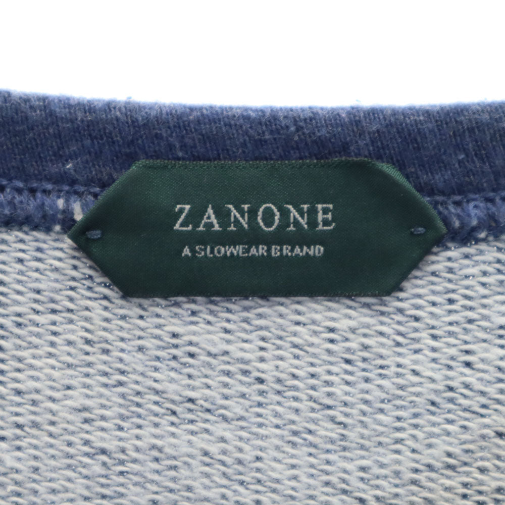ZANONE ザノーネ イタリア製 ニット切替 長袖 スウェット トレーナー S ネイビー メンズ