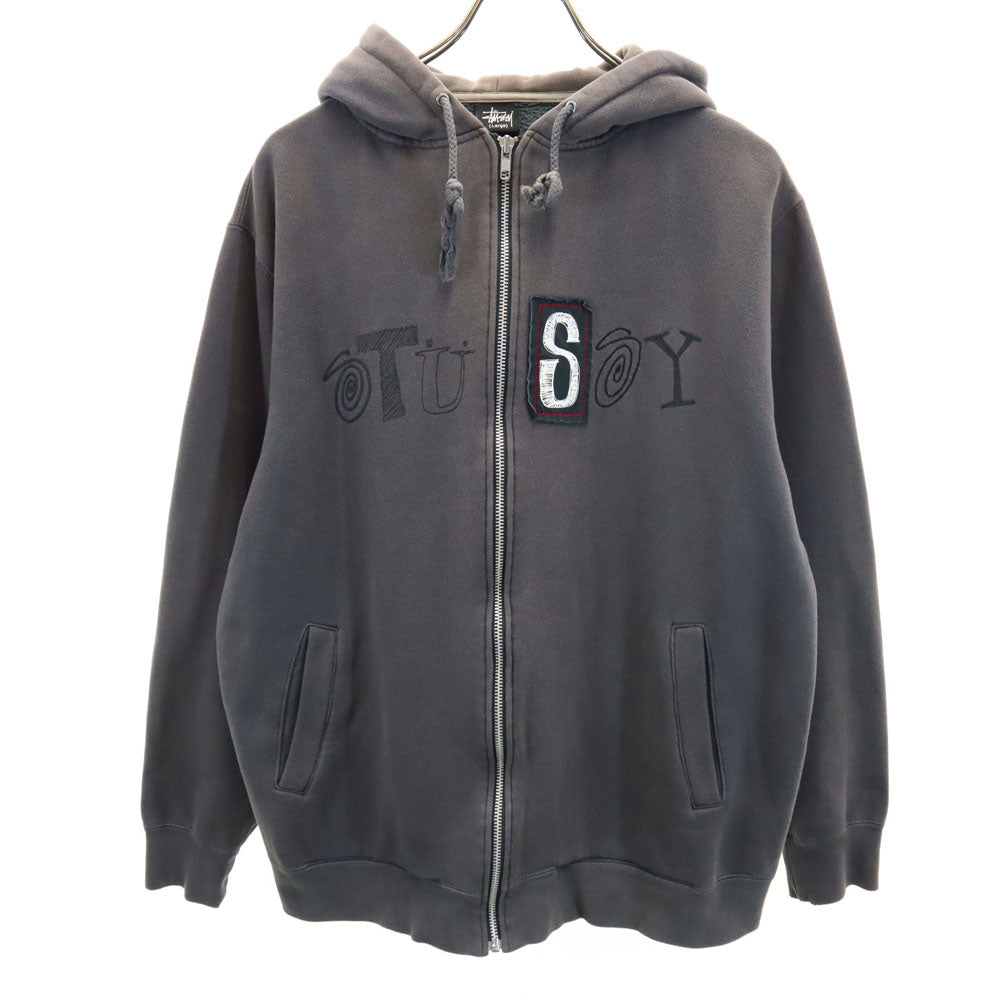 ステューシー 長袖 スウェット ジップパーカー L グレー STUSSY 裏起毛 メンズ