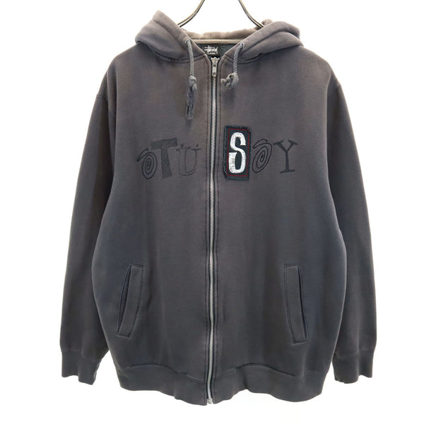 ステューシー 長袖 スウェット ジップパーカー L グレー STUSSY 裏起毛 メンズ