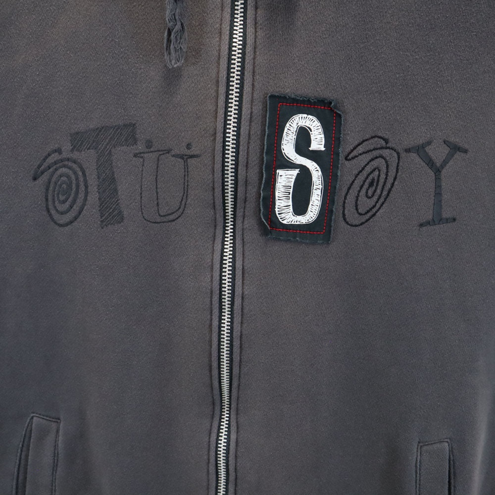 ステューシー 長袖 スウェット ジップパーカー L グレー STUSSY 裏起毛 メンズ