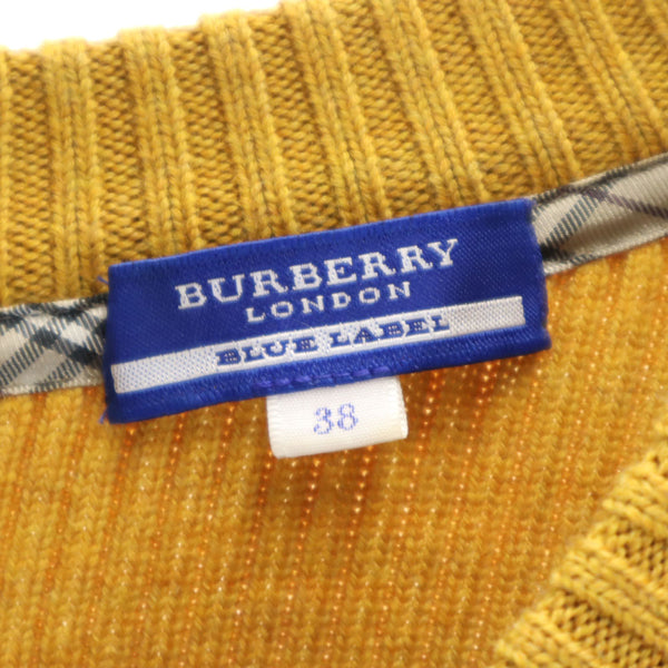 バーバリーブルーレーベル 三陽商会 ウール 半袖 ニット ワンピース 38 イエロー系 BURBERRY BLUE LABEL レディース