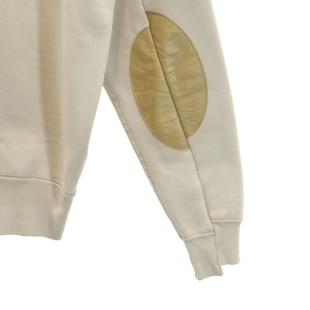 ユウキウエダ 日本製 長袖 レザーエルボーパッチ スウェット トレーナー 1 ベージュ HOMME 裏起毛 メンズ