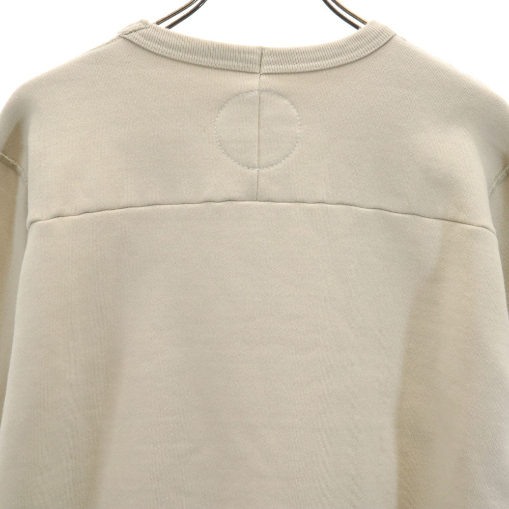 ユウキウエダ 日本製 長袖 レザーエルボーパッチ スウェット トレーナー 1 ベージュ HOMME 裏起毛 メンズ