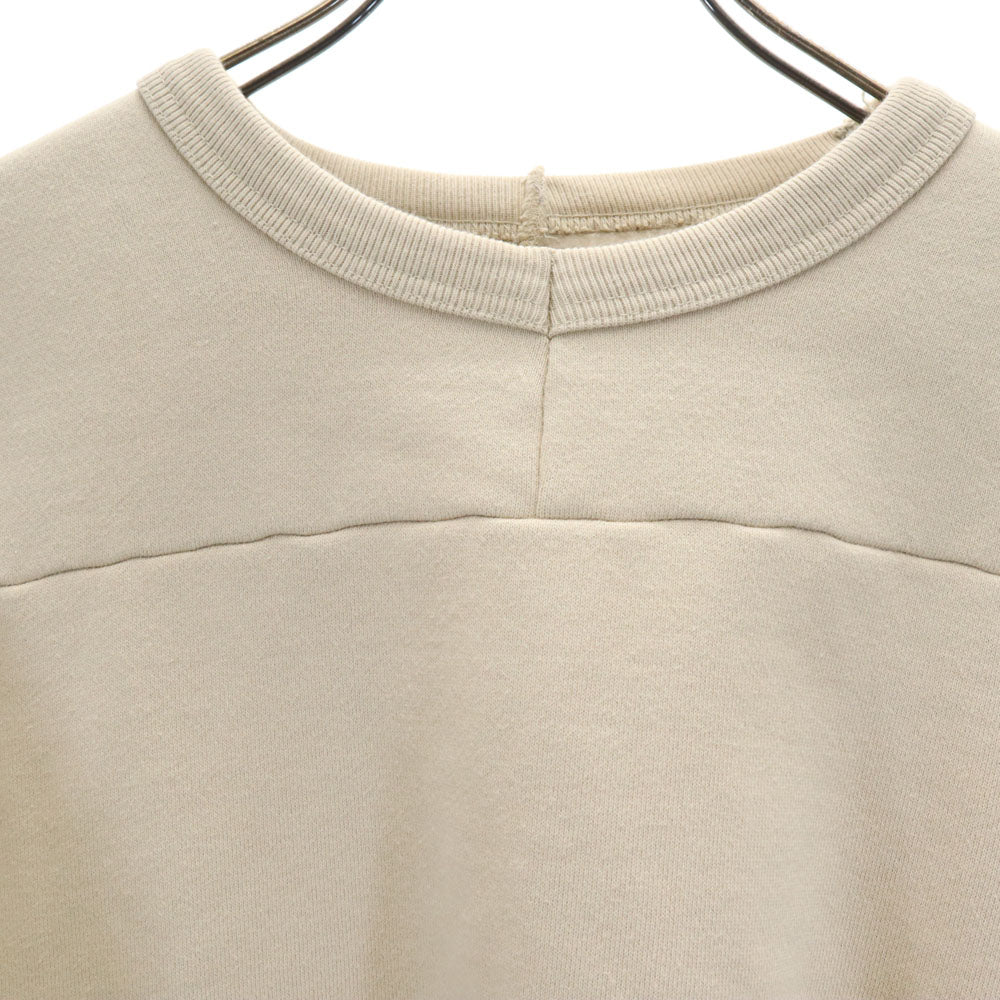 ユウキウエダ 日本製 長袖 レザーエルボーパッチ スウェット トレーナー 1 ベージュ HOMME 裏起毛 メンズ