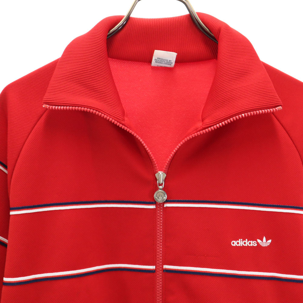 adidas アディダス 70s デサント製 ヴィンテージ 西ドイツタグ トレフォイルロゴ ジャージジャケット 上下 セットアップ L/M レッド メンズ