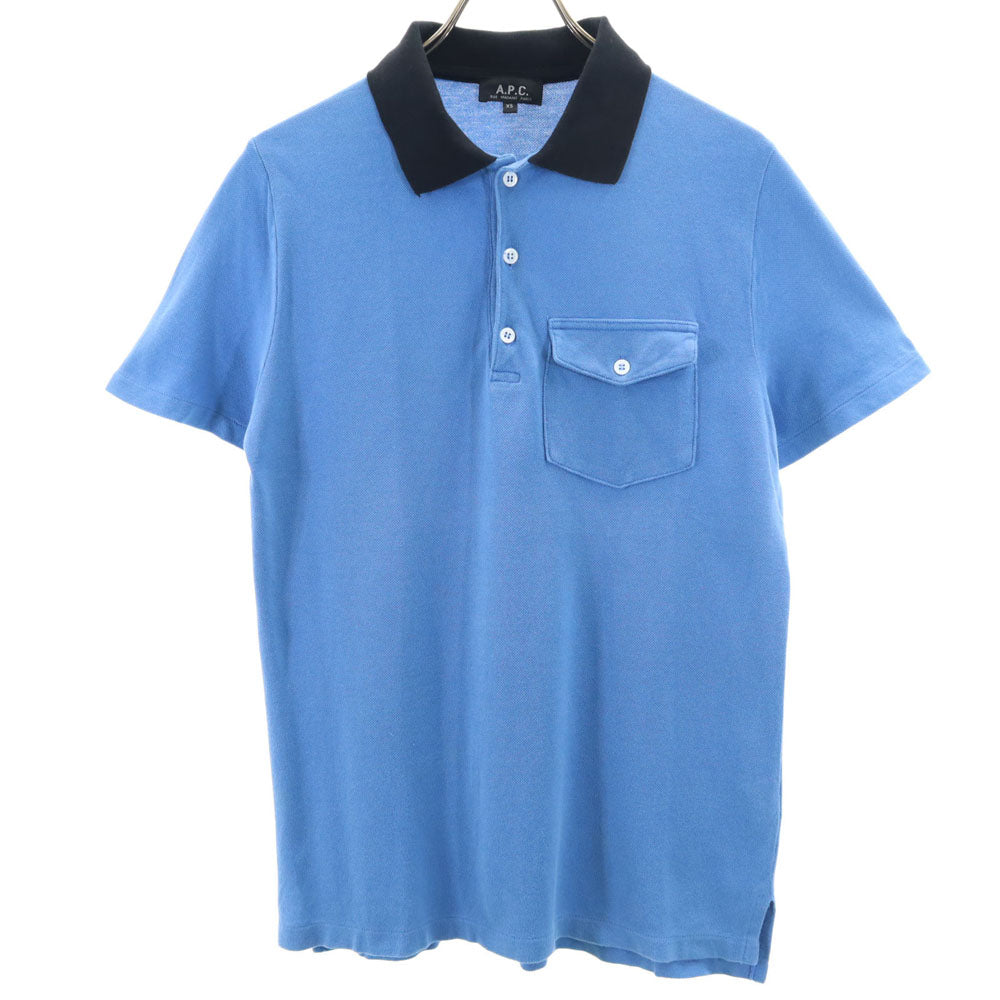 アーペーセー オールド 半袖 ポロシャツ XS ブルー系 A.P.C. 鹿の子 メンズ