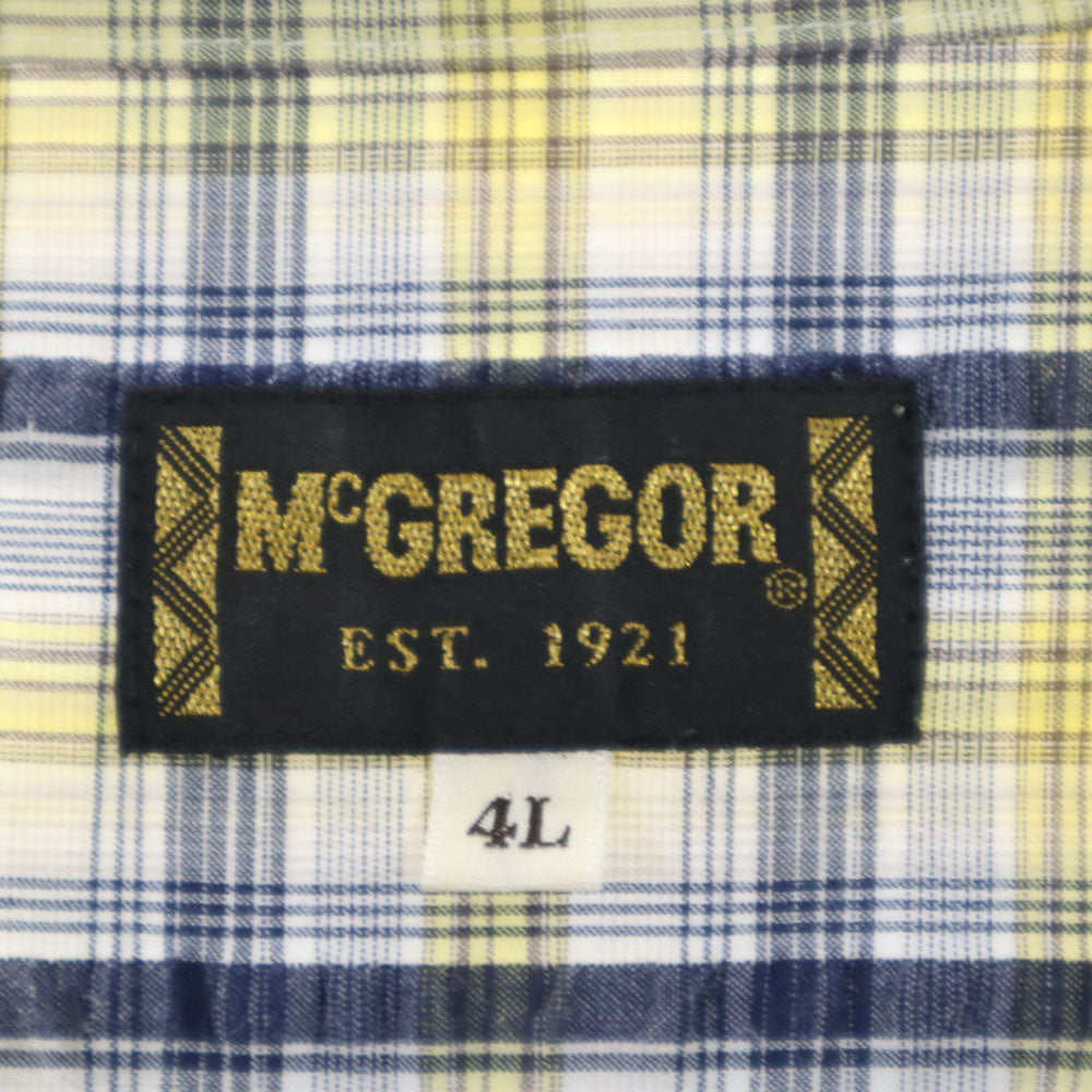 マックレガー チェック柄 半袖 シャツ 4L ネイビー系 McGregor ビッグサイズ メンズ