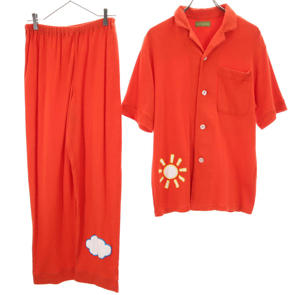 カステルバジャック 半袖 ルームウェア 上下 セットアップ S 朱色 JC de CASTELBAJAC メンズ