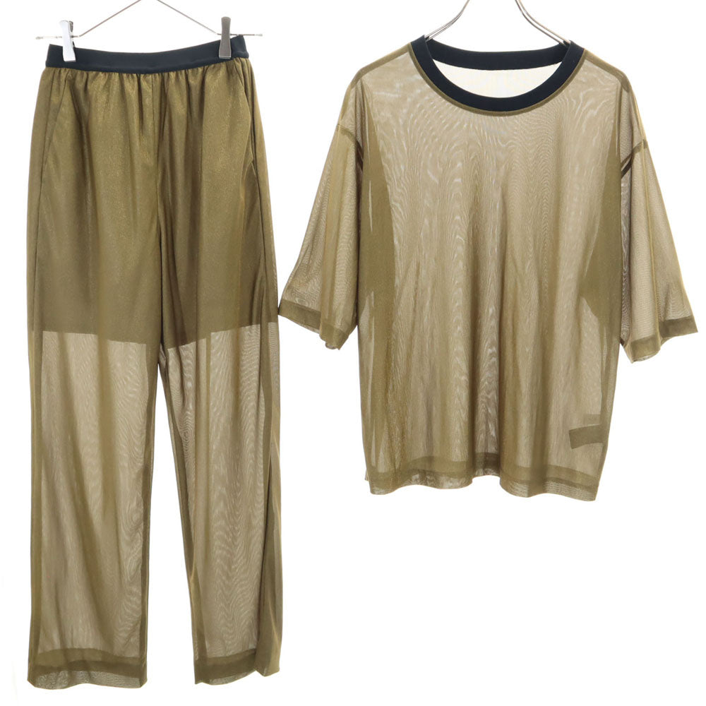 ノイズメーカー 日本製 半袖 シースルー カットソー 上下 セットアップ F/36 ブラウン パンツ レディース