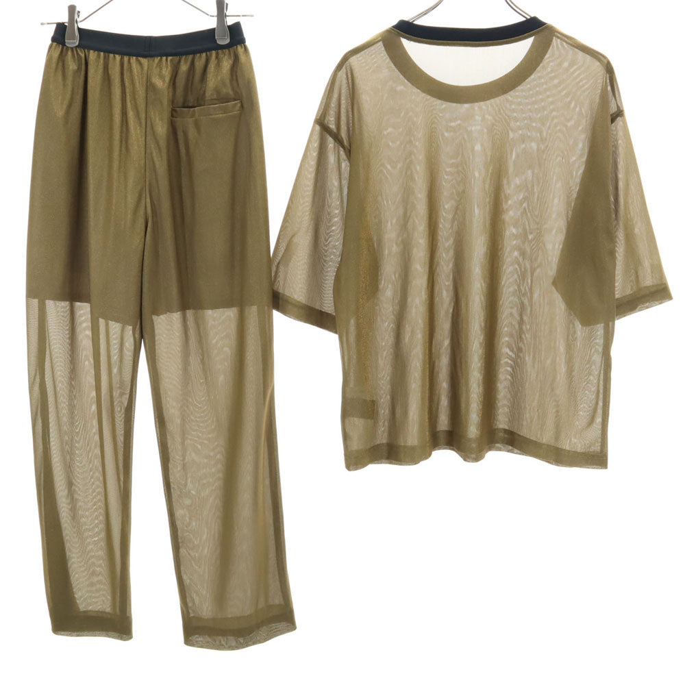 ノイズメーカー 日本製 半袖 シースルー カットソー 上下 セットアップ F/36 ブラウン パンツ レディース