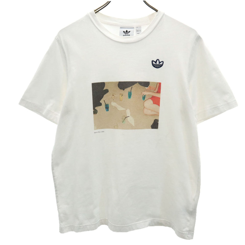 アディダス トレフォイルロゴ刺繍 半袖 Tシャツ M 白 adidas メンズ