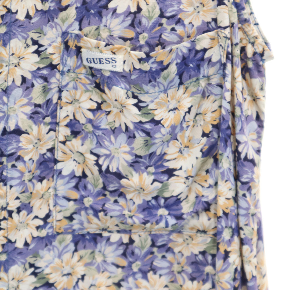 ゲス USA製 オールド 花柄 ノースリーブ シャツ M パープル系 Guess レディース