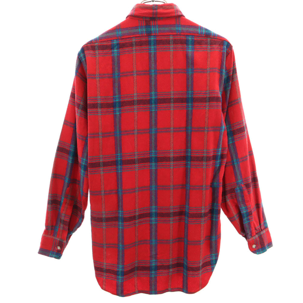 PENDLETON ペンドルトン 70s USA製 ヴィンテージ チェック柄 長袖 フランネル ボタンダウンシャツ S レッド メンズ