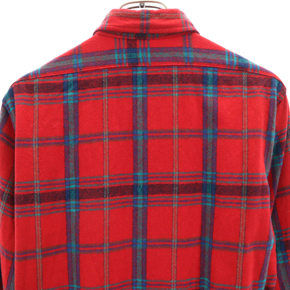 PENDLETON ペンドルトン 70s USA製 ヴィンテージ チェック柄 長袖 フランネル ボタンダウンシャツ S レッド メンズ