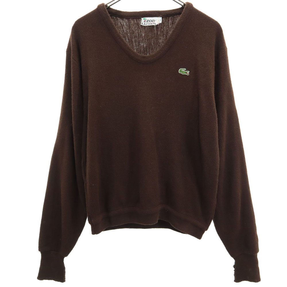 IZOD LACOSTE アイゾットラコステ 70s 糸巻きタグ ヴィンテージ 長袖 アクリルニット セーター M ブラウン メンズ