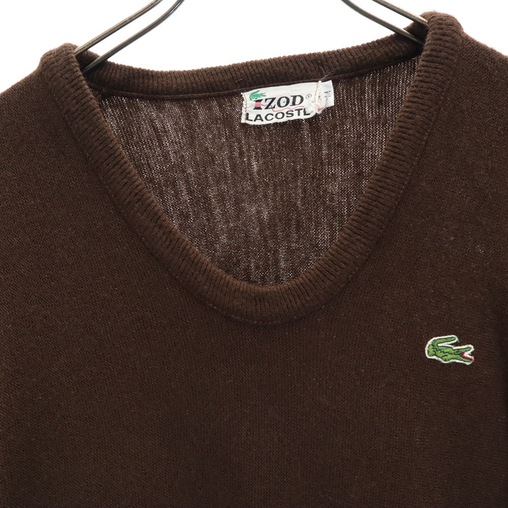 IZOD LACOSTE アイゾットラコステ 70s 糸巻きタグ ヴィンテージ 長袖 アクリルニット セーター M ブラウン メンズ
