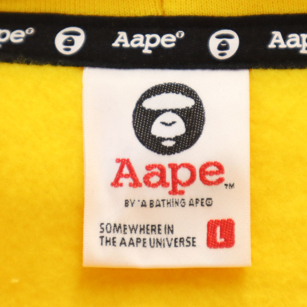 エーエイプ NBA レイカーズ コラボ 長袖 スウェットパーカー L イエロー AAPE ｘ LAKERS 裏起毛 スタジャン メンズ