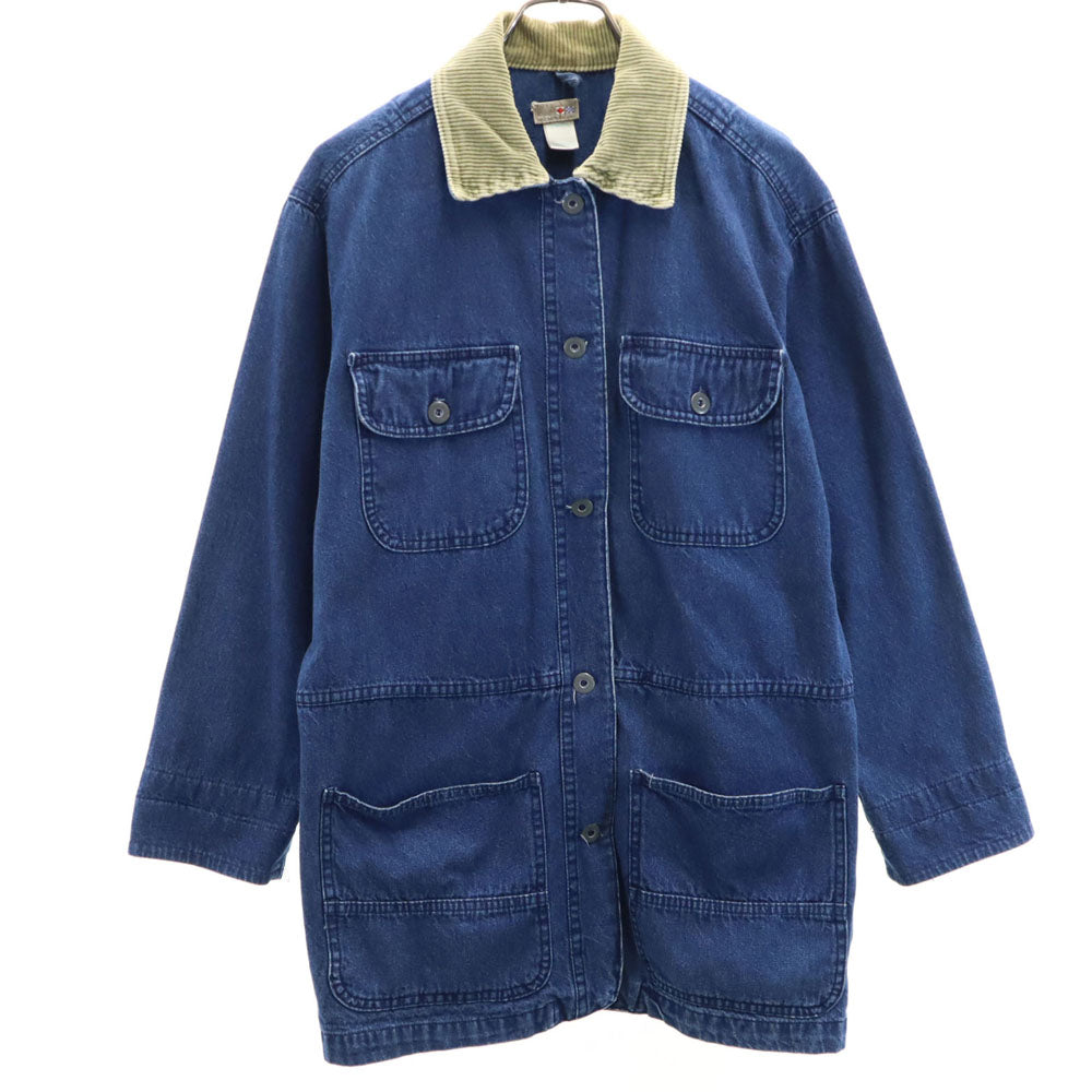 フレンチネイビー 90s 00s オールド デニムジャケット S ブルー FRENCH NAVY カバーオール レディース